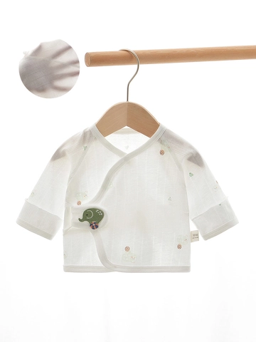 Haut Kimono Bébé Nouveau-né en Coton Été Mince Respirant Lien Latéral Protection du Ventre Chemise Bébé pour Garçons Filles