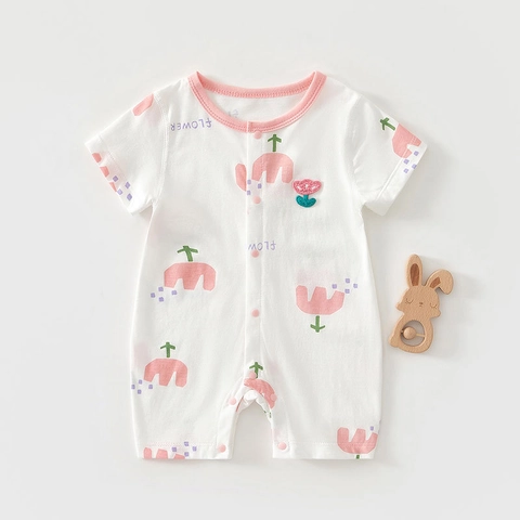 Kleinkind Baby Sommer Kurzarm Baumwolle Strampler Weich Atmungsaktiv Cartoon Print Jumpsuit Für Neugeborene Jungen Mädchen Casual Schlafanzug