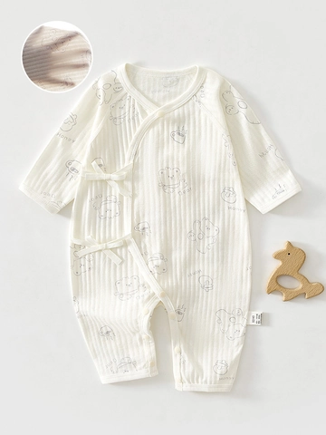 Neugeborene Baby Baumwolle Strampler Sommer Dünn Atmungsaktiv Langarm Schlafanzug Kimono Jumpsuit Kleinkind Cartoon Tier Blumen Pyjama
