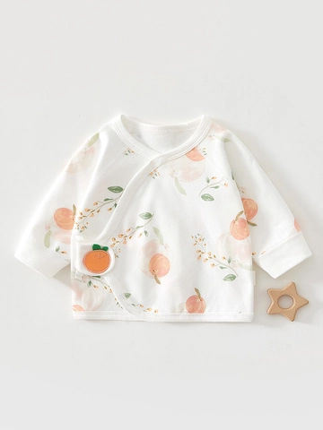 Neugeborenes Baby Baumwolle Kimono Oberteil Nahtlos Atmungsaktiv Langarm Säugling Unterwäsche Seite Bindung Shirt Cartoon Druck