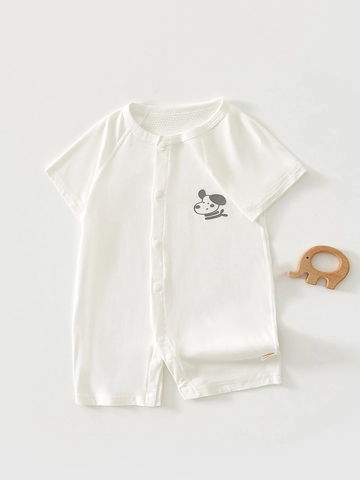 Body Estivo in Rete per Neonati Manica Corta Lyocell Tencel Tutina Traspirante Sottile Neonato Jumpsuit Bottoni a Pressione