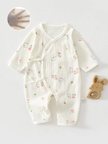 Neugeborene Baby Sommer Strampler 100% Baumwolle Dünner Kimono Seitenbindung Schmetterling Jumpsuit Säugling Cartoon Print Schlafanzug