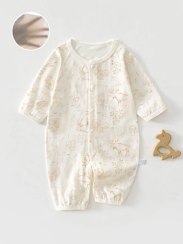 Newborn Baby Long Sleeve Romper Cotton Back Mesh Breathable Thin Summer Jumpsuit Animal Floral Print Sleepwear Infant Clothing