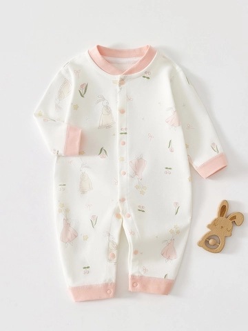 Newborn Baby Cotton Long Sleeve Romper Infant Jumpsuit Boneless Craft Printed Pajamas Casual Home Wear For Boys Girls