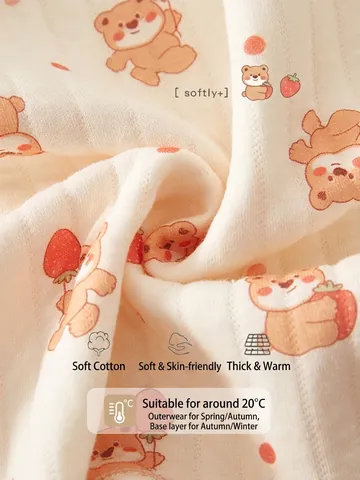 Baby Winter Thickened Cotton Romper Quilted Warm Newborn Jumpsuit Cartoon Print Long Sleeve Padded Bodysuit For Boys Girls