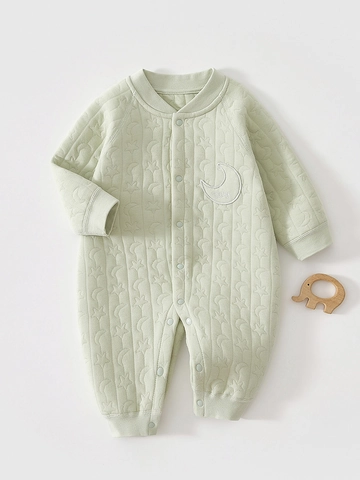 Pagliaccetto Neonato Trapuntato Manica Lunga Motivo Stella Luna Imbottito Body Neonato Unisex Autunno Inverno Calda Tuta