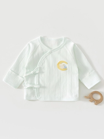 Haut de Kimono en Coton pour Bébé Doux Manches Longues Maillot de Corps pour Nouveau-Né Avec Broderie de Lapin Vêtements Respirants pour Toutes Saisons
