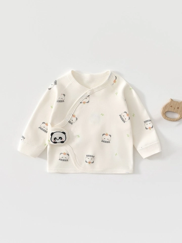 Haut de Style Kimono pour Nouveau-né 100% Coton Manches Longues Ouverture Latérale Imprimé Dessin Animé Vêtements d'Automne