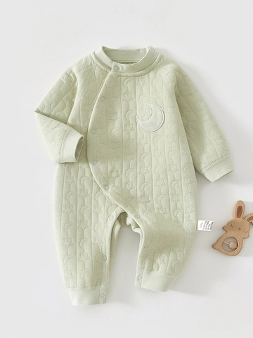 Pagliaccetto Caldo Trapuntato per Neonato Tuta in Cotone Ispessito con Motivo a Stelle e Luna Manica Lunga Autunno Inverno