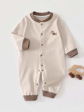 Infant Striped Long Sleeve Thermal Romper With Silk Wool Blend Fabric Soft Knitted Baby Bodysuit Autumn Winter Baby Clothes