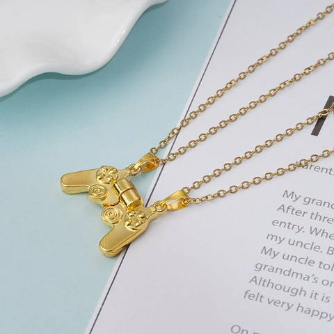 Magnetic Couple Necklace Set Alloy Game Controller Pendant Stainless Steel Chain Valentine's Day Jewelry Gift For Friends