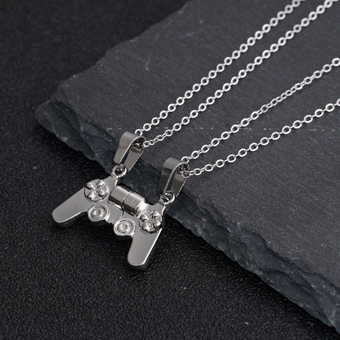 Magnetic Couple Necklace Set Alloy Game Controller Pendant Stainless Steel Chain Valentine's Day Jewelry Gift For Friends