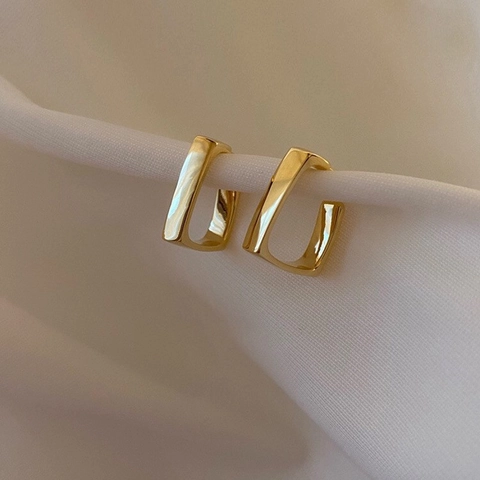 Boucles d'Oreilles Clous Géométriques Minimalistes Alliage Électroplaqué Or Argent Rectangle Boucles d'Oreilles pour Femmes Quotidien Bureau