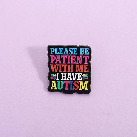 Pin De Esmalte Concienciación Sobre Autismo Broche Aleación Letras Coloridas Rompecabezas Joyería Insignia Regalo