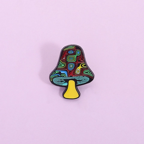 Pin de Esmalte de Seta Psicodélica Aleación de Zinc Insignia de Dibujos Animados Broche con Patrón de Espiral de Colores
