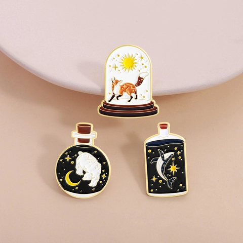 Kreative Sternenhimmel Tier Emaille Pins Zinklegierung Fuchs Eisbär Wal Illustration Abzeichen Für Kleidung Rucksack Dekor