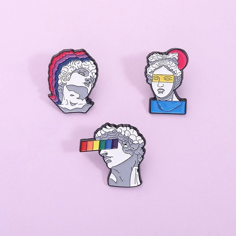 Pop Art David Venus Sculpture Enamel Pins Zinc Alloy Colorful Artistic Classical Statue Brooches Badges For Bags Clothing Accessories