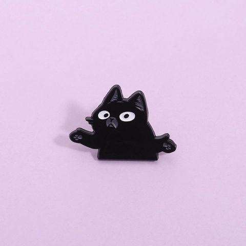 Broche de Esmalte de Gato Negro de Dibujos Animados Insignia de Aleación de Zinc de Gatito Indefenso para Mochila Ropa Pin Unisex