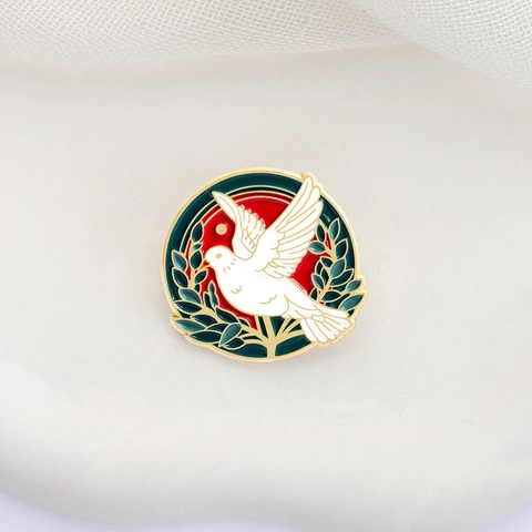 Broche de Esmalte de Paloma de la Paz Vintage Aleación de Zinc Rama de Olivo Pin de Insignia para Decoración de Ropa Joyería Unisex