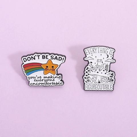 Broche en Émail Créative Dessin Animé Grenouille Sur Champignon Étoile Arc-en-Ciel Badge en Alliage de Zinc pour Sac à Dos