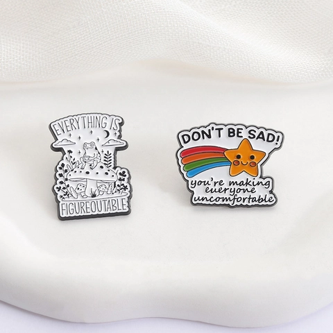Zinc Alloy Enamel Pin Set Inspirational Sarcastic Quote Rainbow Star Frog Mushroom Badge Brooch Denim Jacket Accessories