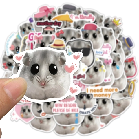 Funny Hamster Meme Stickers PVC Waterproof Matte Graffiti Decals For Laptop Luggage Fridge DIY Cute Cartoon Animal Stickers Pack