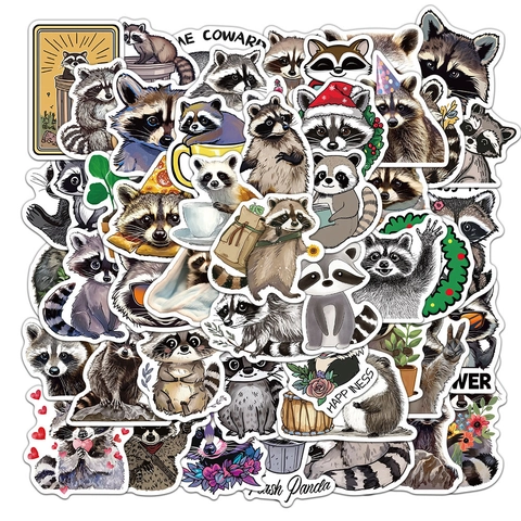 Autocollants de Dessin Animé de Raton Laveur Mignons Imperméables en PVC DIY pour Ordinateur Portable Skateboard Bagage