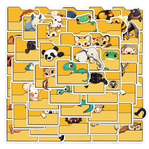 Cartoon Tier Ordner Aufkleber Wasserdicht PVC Decals Für Laptop Gepäck Handyhülle Scrapbooking DIY Dekorative Schreibwaren