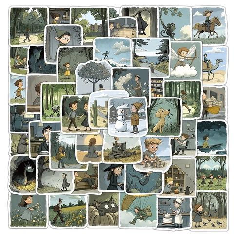 Adesivi con Illustrazioni Fantasy a Fumetti Decalcomanie in PVC Impermeabili per Scrapbook Fai da Te Laptop Telefono Diario Decorazione Estetica