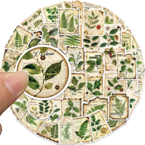 Adesivi Botanici Vintage Adesivi Decorativi in PVC Opaco con Foglie e Fiori Retrò per Scrapbooking Diario Quaderno Impermeabile