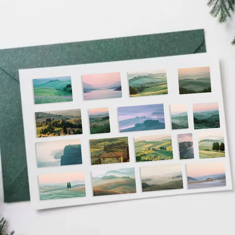 50 Pezzi Adesivi Estetici Romantici di Paesaggio in PVC per Scrapbooking Fai-da-Te Diario Custodia per Telefono Laptop
