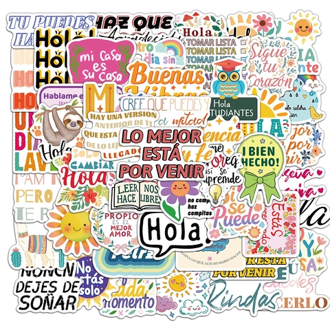 Spaanse Motiverende Stickers PVC Waterdicht Mat Inspirerende Citaten Stickers Voor DIY Scrapbook Laptop Koffer Decoratie