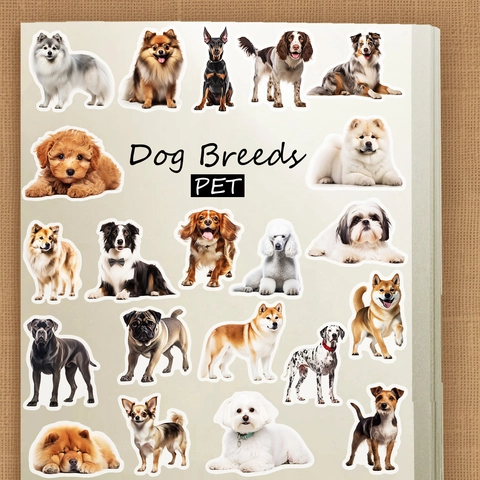 Realistic Dog Stickers Waterproof PET Transparent Animal Decals For DIY Scrapbook Water Bottle Laptop Decoration Journaling
