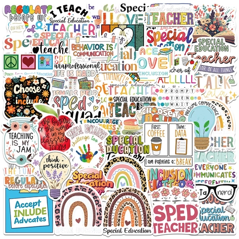 50 Stück Sonderpädagogik Lehrer Aufkleber Wasserdicht PVC Decals Für Laptop Koffer Wasserflasche DIY SPED Lehrer Deko Geschenke