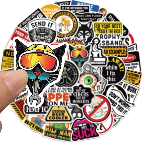 Waterproof PVC Hard Hat Sticker Set Funny Warning Slogans For Helmet Toolbox Laptop Skateboard Durable Matte Finish Decals