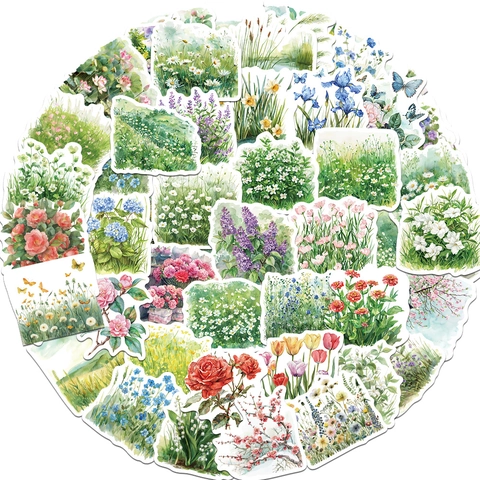 Aquarell Floral Pflanze Aufkleber Wasserdicht PVC Abziehbilder Für DIY Laptop Koffer Scrapbooking Deko Sticker Set