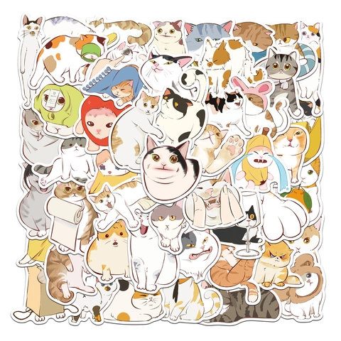 Wasserdichte PVC Matt Cartoon Verzerrte Meme Katze Aufkleber Für Gepäck Laptop Kühlschrank Handy Kreative DIY Dekoration Lustige Tiere