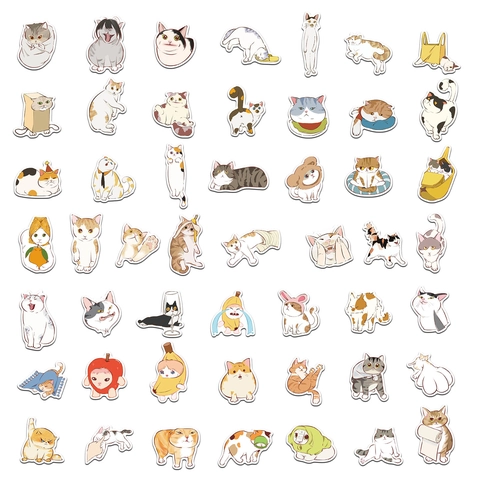 Wasserdichte PVC Matt Cartoon Verzerrte Meme Katze Aufkleber Für Gepäck Laptop Kühlschrank Handy Kreative DIY Dekoration Lustige Tiere