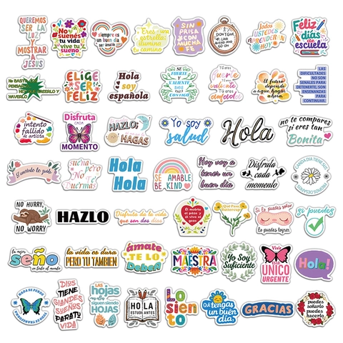 Spaanse Motiverende Stickers PVC Waterdicht Mat Inspirerende Citaten Stickers Voor DIY Scrapbook Laptop Koffer Decoratie