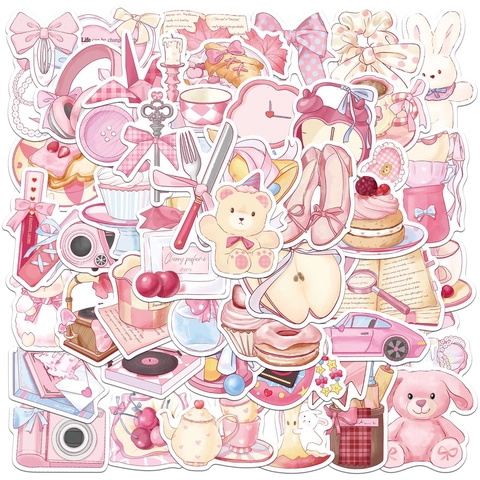 Rosa Koreanischer INS Stil Wasserdichte PVC Aufkleber Für Laptop Gitarre Wasserbecher Kühlschrank Tablet Deko DIY Scrapbooking Dekal