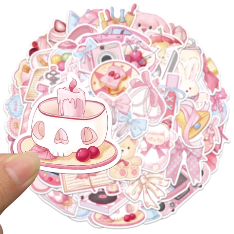 Rosa Koreanischer INS Stil Wasserdichte PVC Aufkleber Für Laptop Gitarre Wasserbecher Kühlschrank Tablet Deko DIY Scrapbooking Dekal