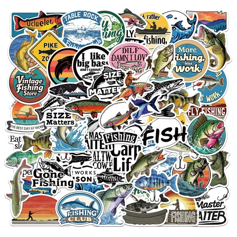 50 Stuks Waterdichte PVC Vis Stickers Vintage Vis Aas Haken Decals Voor Auto Tackle Box Laptop Outdoor Decoratieve Sticker