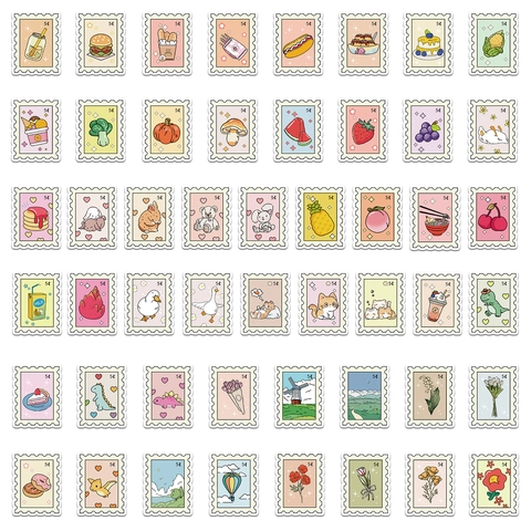 Niedliche Cartoon Briefmarken PVC Aufkleber Wasserdicht Matte Decals Für Scrapbooking DIY Journaling Laptop Handyhülle Dekor