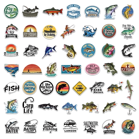 50 Stuks Waterdichte PVC Vis Stickers Vintage Vis Aas Haken Decals Voor Auto Tackle Box Laptop Outdoor Decoratieve Sticker