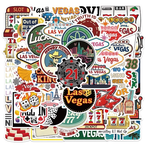 Adesivi in PVC Impermeabili a Tema Casinò di Las Vegas per Laptop Chitarra Bagaglio DIY Scrapbooking Decalcomanie in Stile Americano Retrò