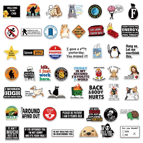 Divertenti Segnali di Avvertimento Adesivi in Vinile Impermeabile Parodia Meme Decalcomanie per Laptop Bagaglio Skateboard Custodia Telefono