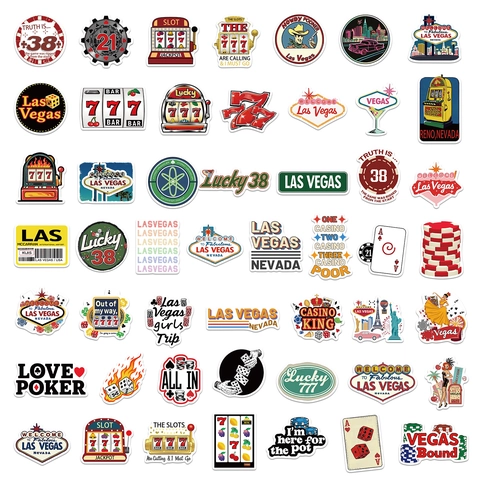 Adesivi in PVC Impermeabili a Tema Casinò di Las Vegas per Laptop Chitarra Bagaglio DIY Scrapbooking Decalcomanie in Stile Americano Retrò