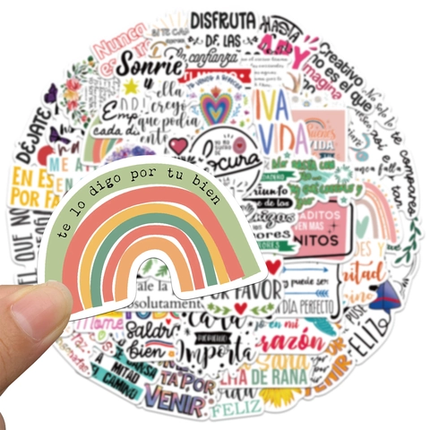Adesivi Motivazionali Spagnoli Impermeabili in PVC Vinile per Laptop Valigia Skateboard Chitarra Cartoleria Adesivi Decorativi