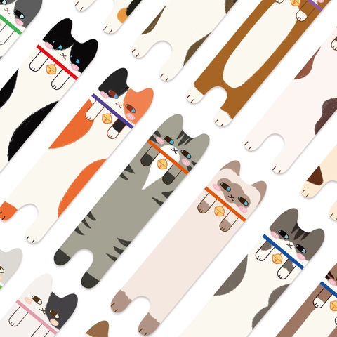 Marcadores de Meme de Gato de Dibujos Animados Marcador de Página de Lectura de Papel Forma de Gato Lindo Clips de Página para Estudiantes Oficina Escuela Regalo