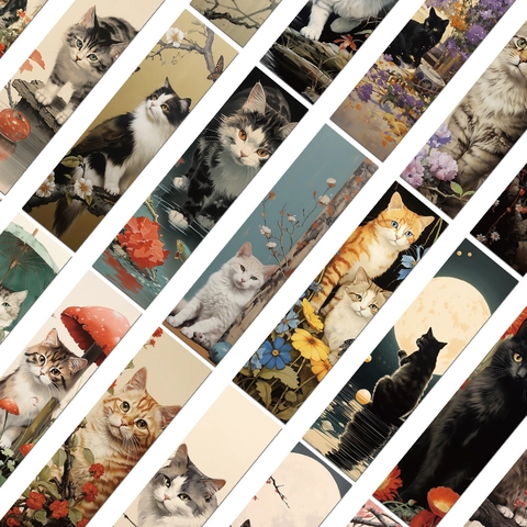 Vintage Japanisch Katze Papier Lesezeichen Set Künstlerische Illustration Lesezeichen Karten Für Schreibwaren Studenten Geschenk